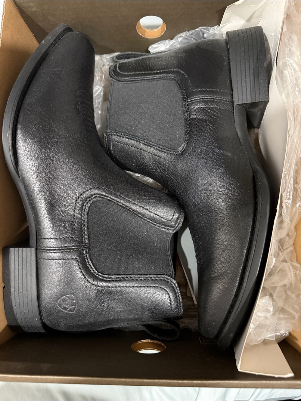 Ariat Black Leather Western Chelsea Boots